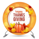 Lofaris Maple Leaf Pumpkin Happy Thanks Giving Round Backdrop